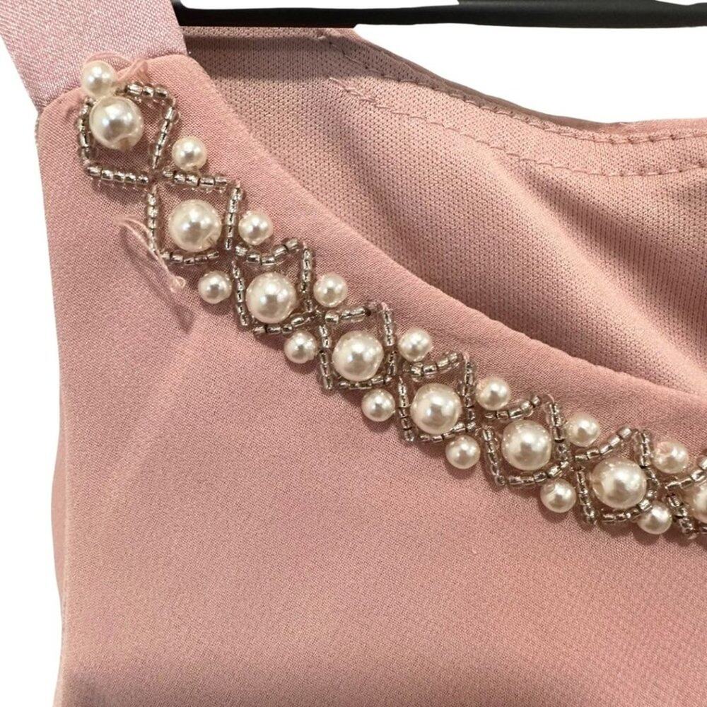 S.L. Fashion Sleeveless Chiffon Tiered Cocktail Dress Faded Rose 12 - Picture 4 of 11